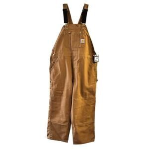 Vtg Carhartt USA Overalls Duck Double Knee R01 BRN 44X28 Deadstock Made in USA